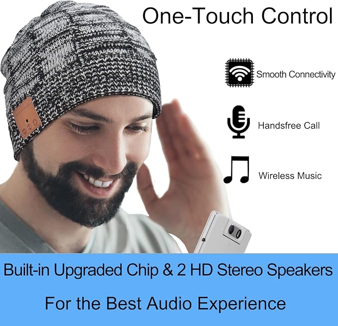 Bluetooth Beanie Hat Headphones Unique Tech Gifts Stocking Stuffer