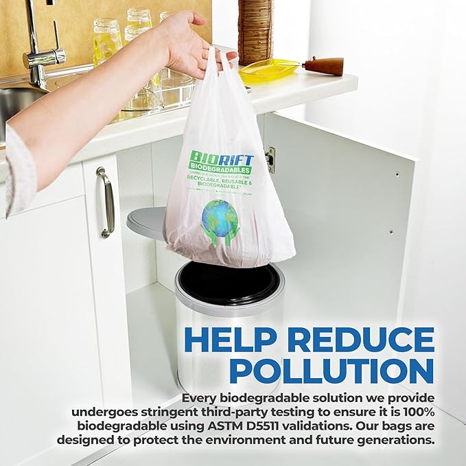 Biodegradable Thank You Bags | 1000 Count - Bulk | Extra Thick, Strong, Recyclable, & Reusable | 100% Biodegradable Shopping Bags, Grocery/Restaurant/Supermarket | 12" x 6.5" x 22" |