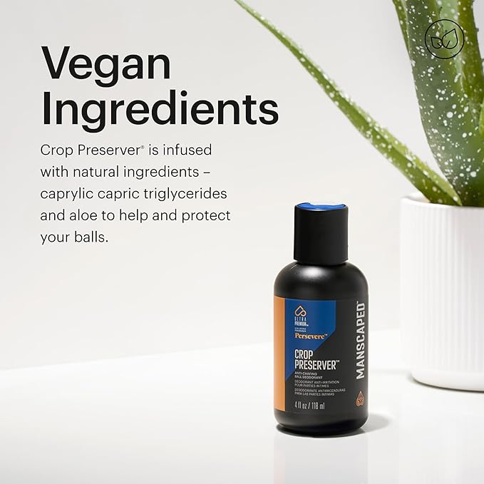 MANSCAPED® The Crop Preserver®, Men's Ball Deodorant Lotion, Male Care Hygiene Moisturizer, Anti-Chafing Groin Protection with Cooling Aloe Vera, Persevere® Scent, 4oz