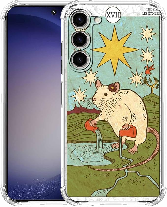 Case for Samsung Galaxy S23+ with Tarot Card Design,Aesthetic Cute Rat Pattern,Trendy Soft TPU Bumper Phone Cover,6.6"(Rat,S23P)