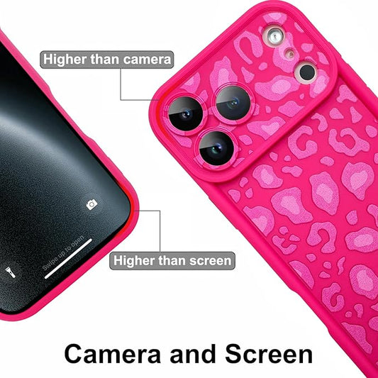 KANGHAR Case Compatible with iPhone 17 Pro Max Leopard Printed Pattern Cute Cheetah Phone Case Soft TPU Shockproof Protective Cover Designed for iPhone 17 Pro Max 6.9 Inch Hot Pink