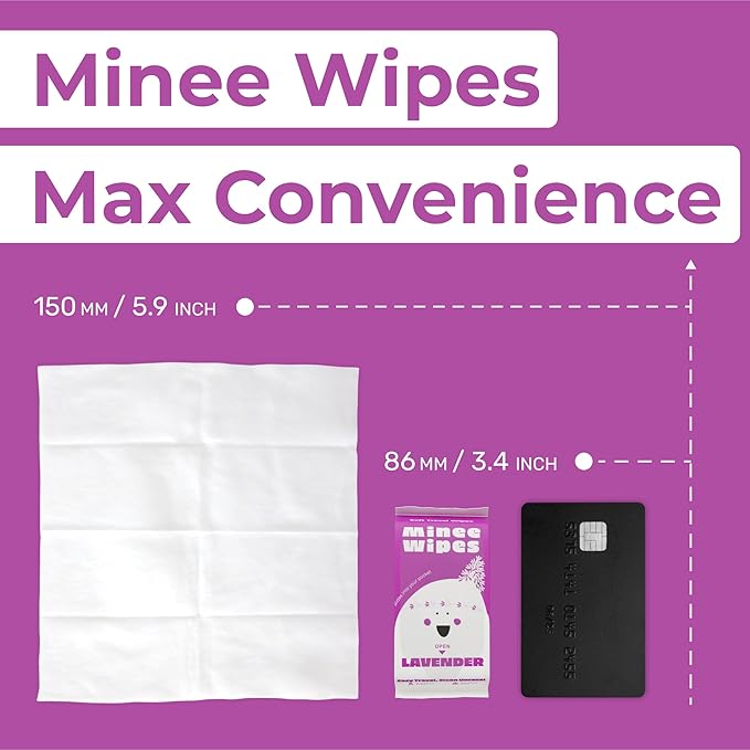 Impossibly Compact Travel Wipes with Fragrance - Skin-Friendly, Hypoallergenic & Scented Wet Wipes for Adults, Kids & Baby Care (60 Wipes Total, Lavender)