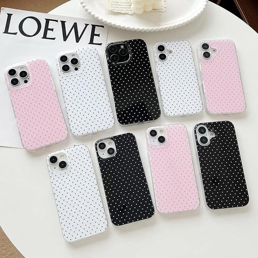 Compatible with iPhone 13 Pro Max Case, Fashion Cute Aesthetic Polka Dot Pattern Cover for Women, Shockproof Slim Soft TPU and Hard PC Protective Phone Case for iPhone 13 Pro Max 6.7"- Black