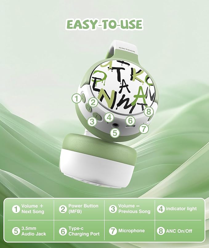 Kids Active Noise Cancelling Headphones - 60H Playtime, 85dB Safe Volume, USB-C Fast Charge, Bluetooth 5.4 - Wireless Headphones for iPad/Airplane/Tablet