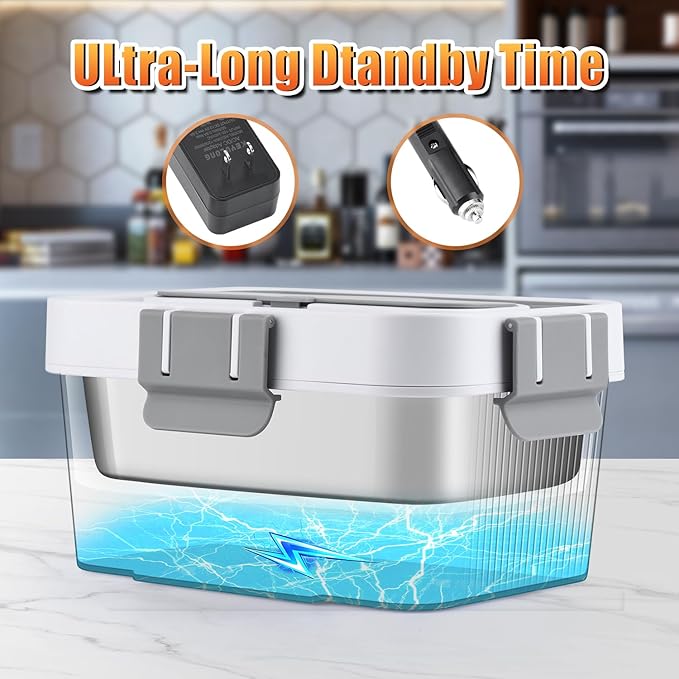 Cordless Electric Lunch Box 16,000mAh – Smart Automatic Heating, 1.6L Portable Food Warmer (212°F Max), Rechargeable Battery-Powered Hot Meal Container for Office, Travel & Outdoor