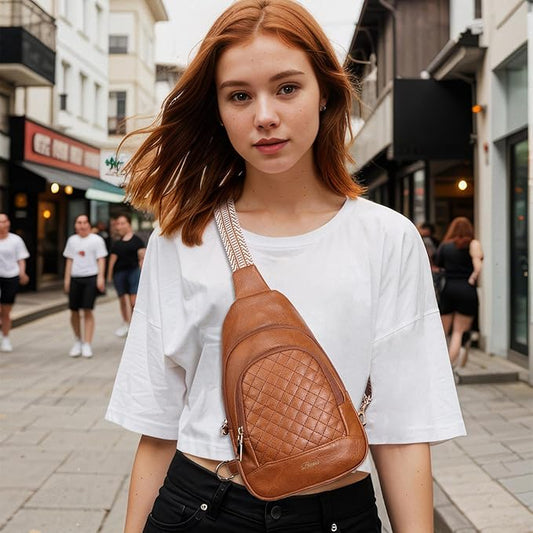 Crossbody Bags for Women Anti Theft Small Sling Handbag with Zipper Lock Vegan Leather RFID Blocking Chest Pure