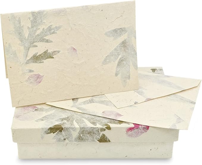 Nepali Cherish Greeting Card & Envelope Box Set with Handmade Lokta Paper from Nepal, 15 Cards (Forest Wanderer)