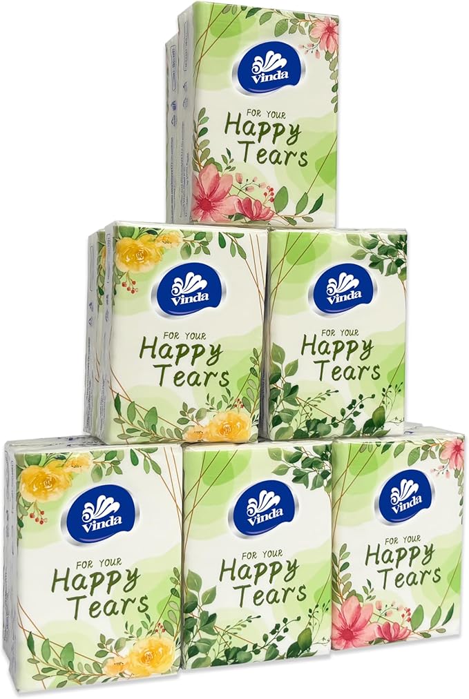 3-Ply Mini Pocket Tissues, Portable Series Facial Tissue Travel Size for Happy Tears Wedding Party (12 Packs of 10 Tissues)