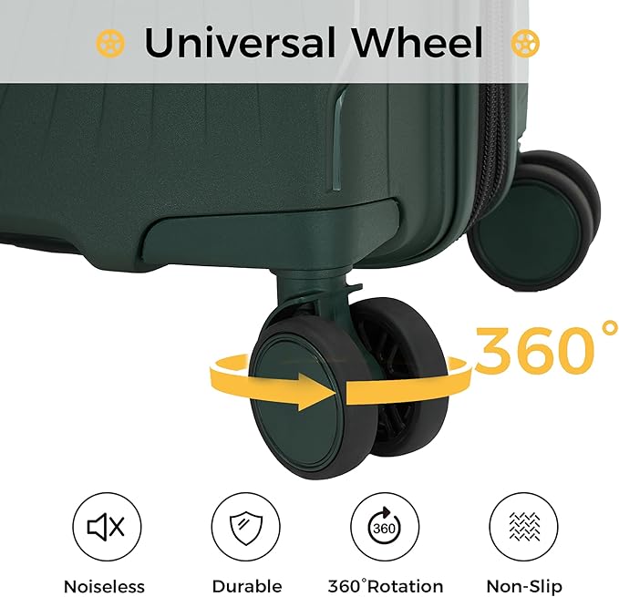 20 Inch Expandable Carry on Luggage, Hardside Lightweight Spinner Suitcase TSA Lock, 22x14x9 Airline Approved Hard Shell Expandable Travel Luggage with 20% More Capacity (Green, 20 Inch)