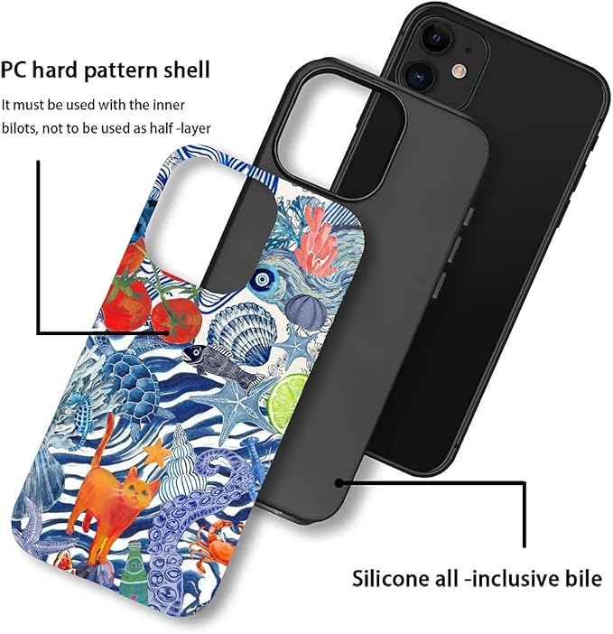 Case for iPhone 11,Leopard Cherry Shell Aesthetics for Woman Men Full Body Protective Cover Shockproof 2 in 1 Silicone + Hard PC Case for iPhone 11