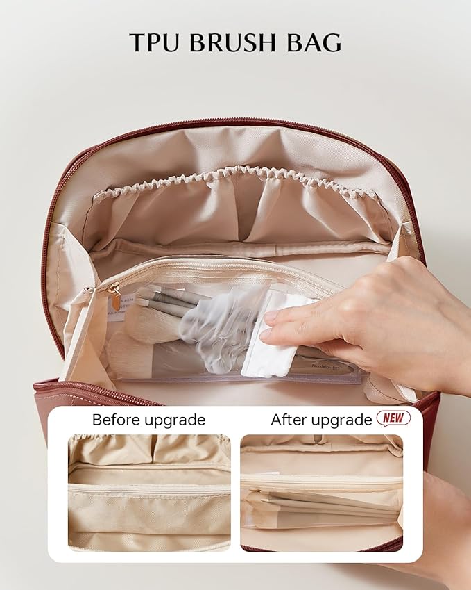 EACHY Travel Makeup Bag,Large Capacity Cosmetic Bags for Women,Waterproof Portable Pouch Open Flat Toiletry Bag Pattern Makeup Bag