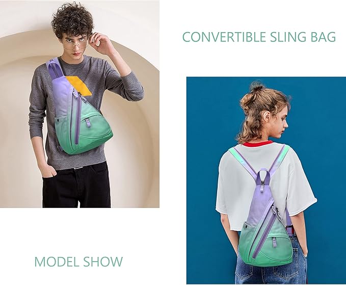 KL928 Canvas Sling Bag - Small Crossbody Backpack Shoulder Casual Daypack Rucksack for Men Women