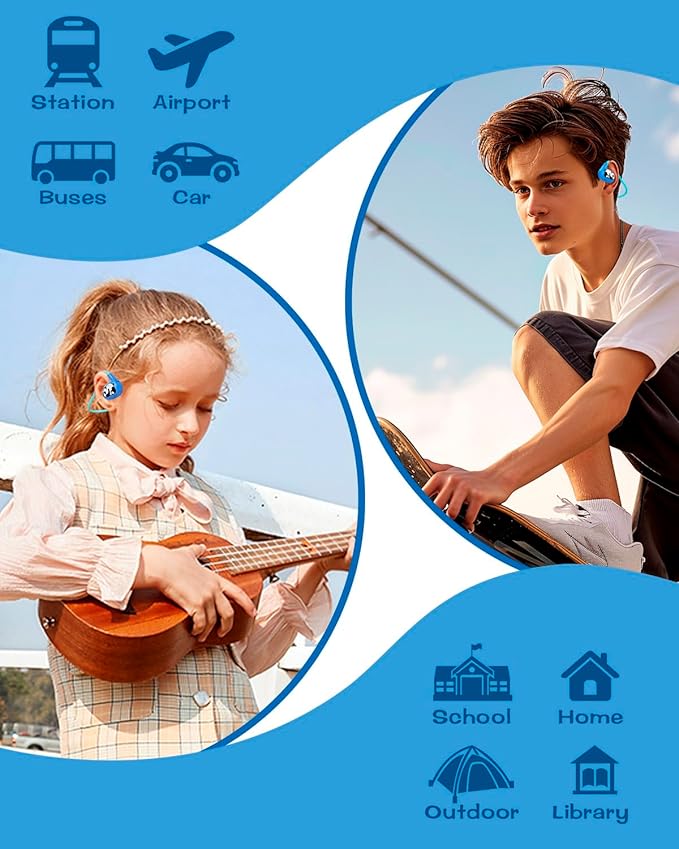 BANIGIPA Kids Headphones, Open Ear Headphones, Wireless Bluetooth 5.4 Headset w/Mic for Calling Studying Traveling, 13g Ultra-Light Comfort, 85dB Healthy Volume Control Protect Hearing, 10H Playtime
