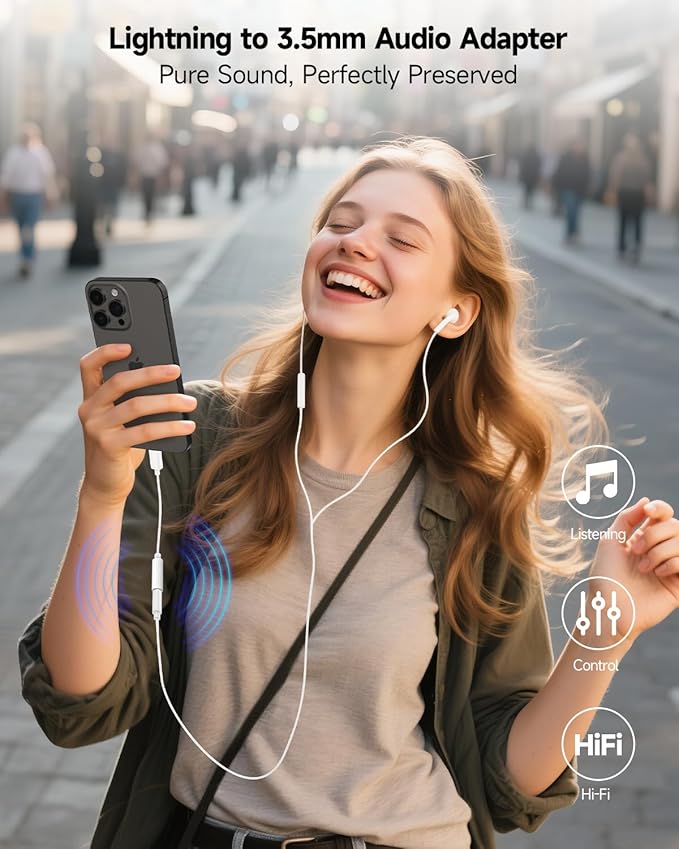 [Apple MFi Certified] 2 Pack Lightning to 3.5 mm Headphone Jack Adapter, iPhone Aux Adapter Converter Dongle Audio Cable Compatible with iPhone 14 13 12 11 X XS 8 7