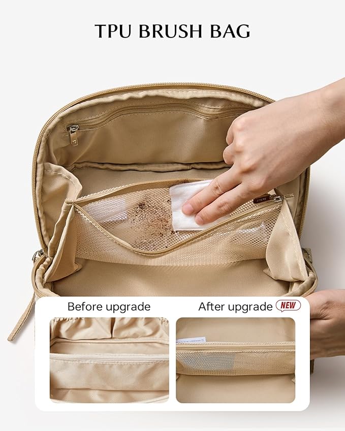 EACHY Travel Makeup Bag,Large Capacity Cosmetic Bags for Women,Waterproof Portable Pouch Open Flat Toiletry Bag Pattern Makeup Bag