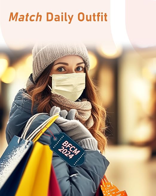 Face Masks Disposable 100 Pack, 4 Ply ASTM Level 3 Medical Grade, Breathable for Adult Outdoor Protection, Individually Wrapped for Home, School & Office, Sunset Boulevard