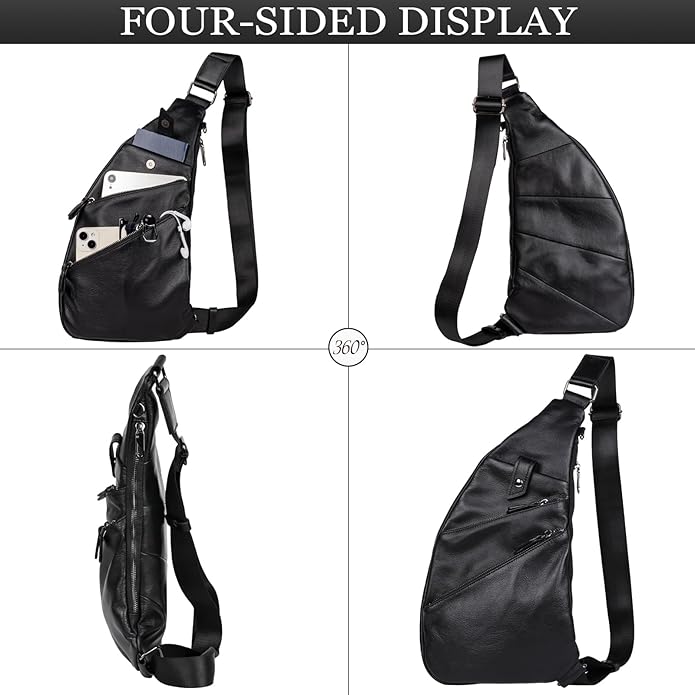 Leather Sling Bag Crossbody Backpack for Men - Crossbody Bag - Messenger Bag for Men and Women