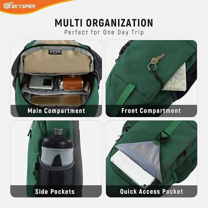 SKYSPER Sling Bag RFID Cross Body Bag Recycled Crossbody Backpack Travel Daypack