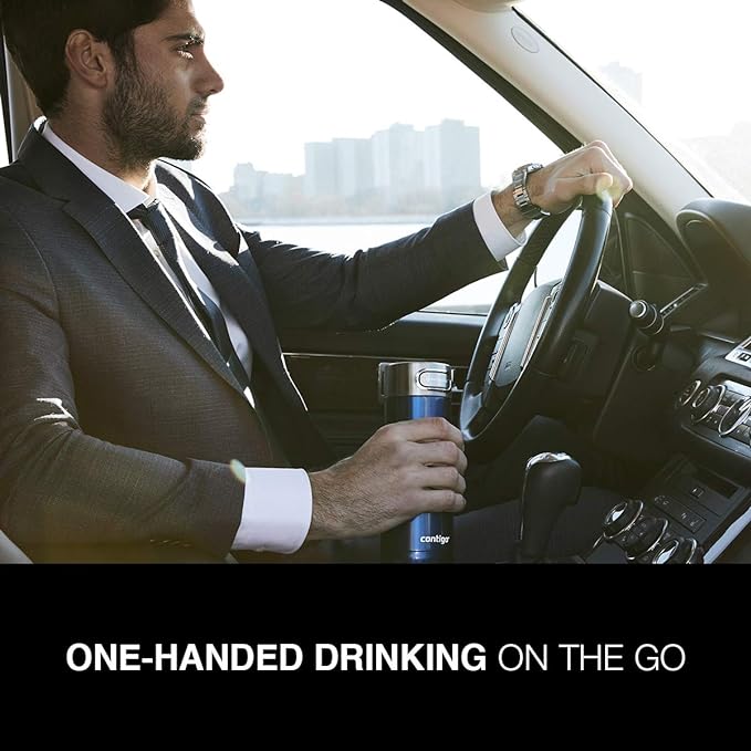 Contigo Luxe AutoSeal 16oz Vacuum-Insulated Stainless Steel Travel Mug, Leak-Proof and Dishwasher Safe, Licorice - Perfect for Hot and Cold Beverages