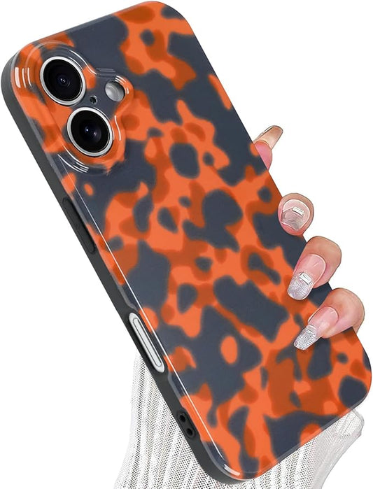 Phone Case for iPhone 16 Case Rusty Tortoiseshell Print TPU Slim Phone Cover for Women Girls Grily Brown Shockproof Phone Cover for iPhone 16, Tortoise Print