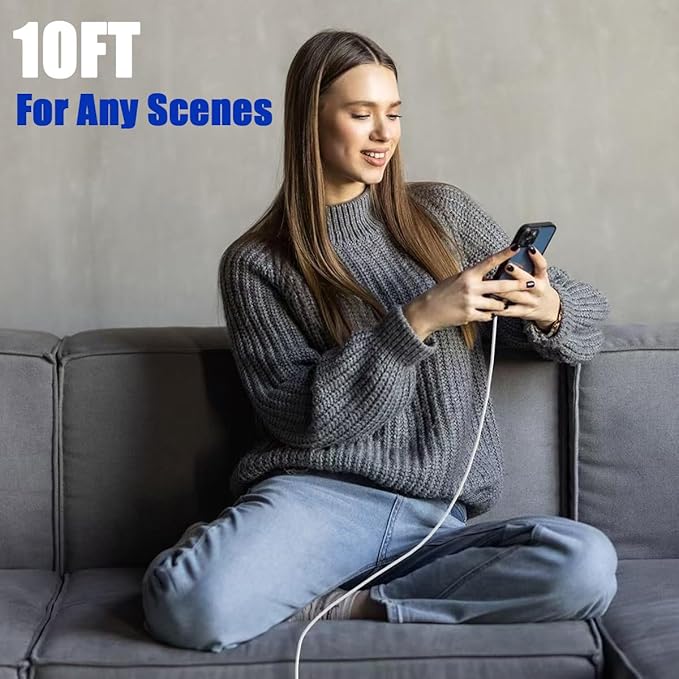 Fast Charger for iPhone 17 16,【Apple MFi Certified】20W Type C Wall Charger Block with 10Foot USB C to C Woven Braided Cable for iPhone 17/17 Air/17 Pro Max/17 Pro/16/16 Pro Max/16 Plus/15/iPad/Airpods