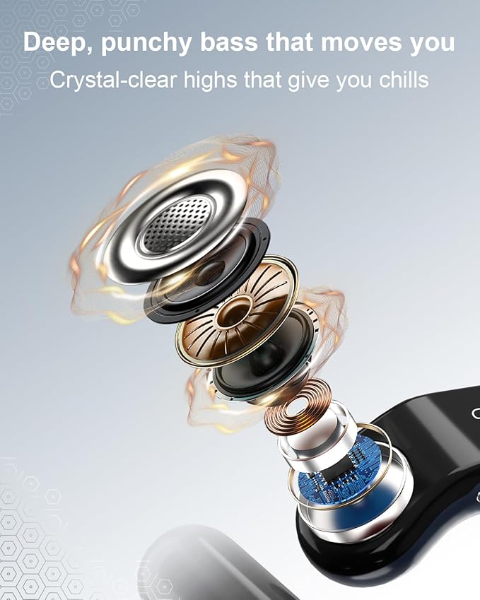 OJW Open Ear Headphones, Unlimited Power Earphones with Case & Replaceable Battery, OWS Bluetooth 5.4 Wireless Headphone with Mic, IPX7 Waterproof Headset for Sports, Compatible with iPhone & Android