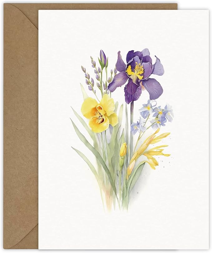 5 Watercolor Flowers Greeting Cards All Occasion Blank Note Cards with Envelopes
