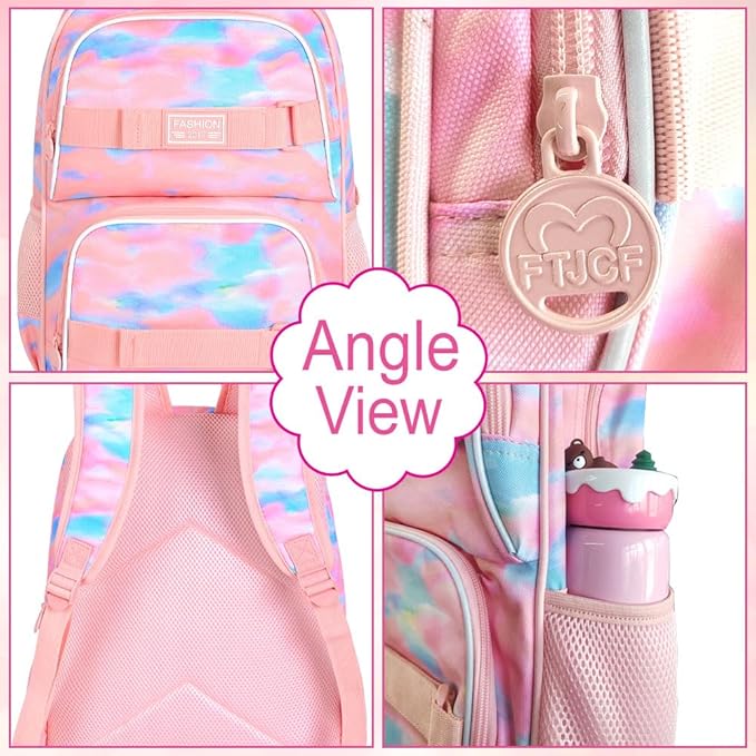 3Pcs Backpack for Girls Boys, 17 Inch School Bookbag with Lunch Box, Durable Laptop Backpacks Set for Teens College