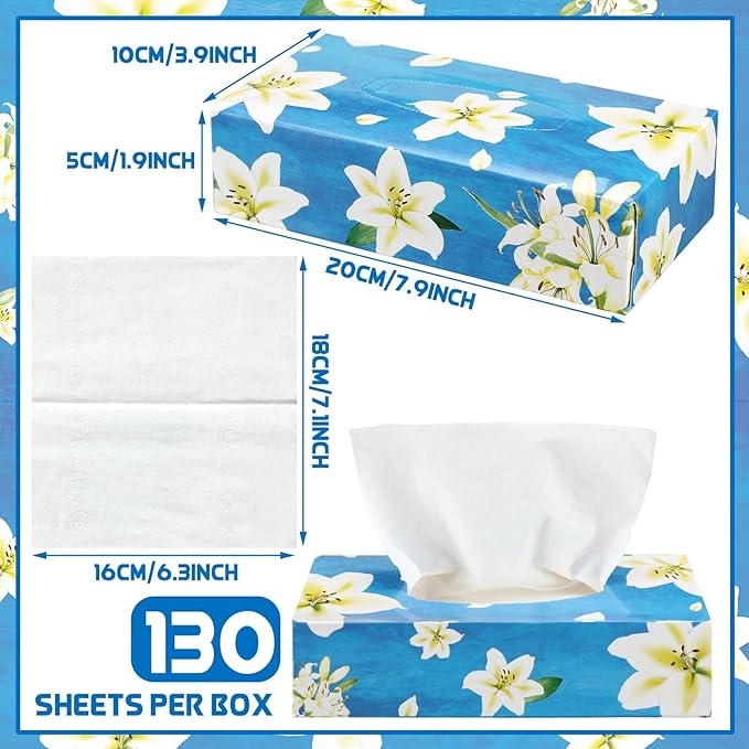 Yinder 12 Packs Facial Tissue Box 1560 Sheets Soft Facial Tissue Box for Fall Halloween Christmas 2 Ply 130 Sheets Disposable Travel Tissues Bulk for Car Household Kitchen(Beautiful Lily)