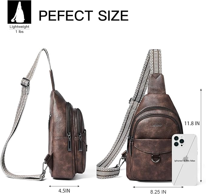 7L Sling Bag for Women Men Crossbody Belt Bag Small Travel Sling Backpack Anti Theft Chest Daypack Purse Faux Leather