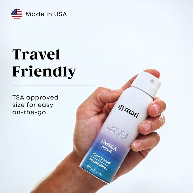 Fitness Deodorant Spray for Men & Women - Aluminum-Free - All Day Ultimate Odor Protection - Built For Sweat - Air-Powered - Vegan & Plant-Based - Made in USA - Unisex - 3.4oz Travel Size