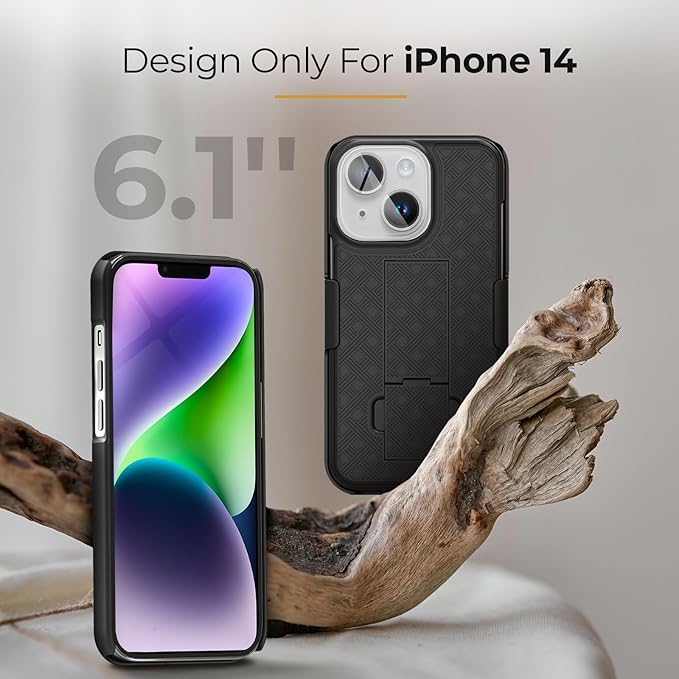 MOTIVE for iPhone 14 Holster Case, Belt Clip Case for Apple iPhone 14, Shell Holster Combo 14, Slim Rugged Drop Shockproof Protective Cover with Kickstand (6.1") | Ranger Series