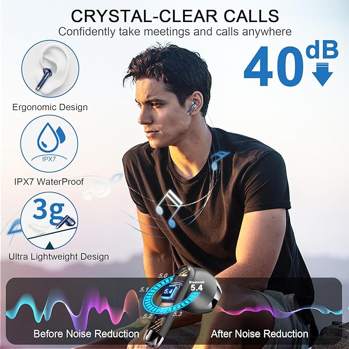 Language Translator Earbuds Real Time, AI Translation Earbuds Real Time with 164 Languages & 5 Modes, 3-in-1 Bluetooth 5.4 Translator Device, 42H Translatior Headphones Business, Learning Black