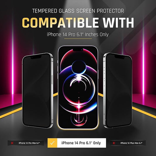 TEMPRTEK+[3+3 Pack for iPhone 14 Pro Screen/Camera Protector 6.1" Tempered Glass [Case Friendly] Anti Scratch/Fingerprint [Full Coverage] 9H+ Hardness