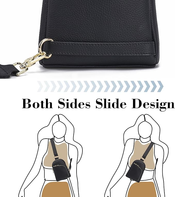 INICAT RFID Blocking Sling Bag Leather Crossbody Bags for Women Fanny Pack Cross Body for Woman Chest Bag for Travel 1.9L