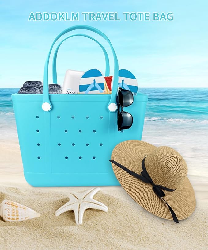 Beach Bag X Large Rubber Tote Bag, Waterproof Washable Open for Women Croc Bag Hand Bag for Beach Pool Yoga