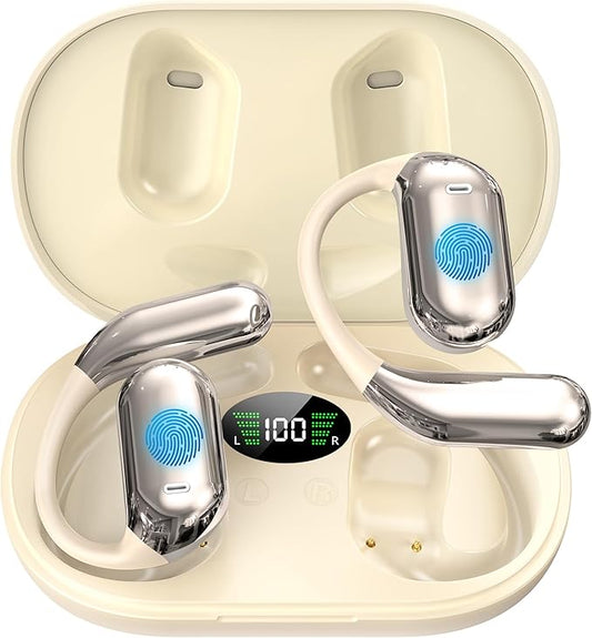 AI Language Translation Earbuds, 3-in-1 Translator Earbuds Real Time Ai Headphones Translating Earbuds for 144 Languages, Fit iOS and Android (Beige)