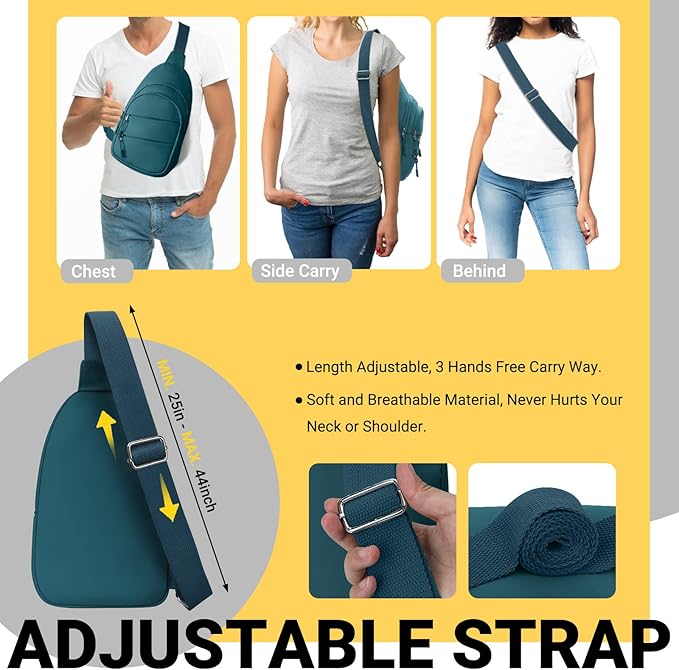 Crossbody Bags for Women, Sling Bag for Men, Small Hiking Backpack Anti Theft Lightweight for Outdoors Travel （M, Teal Blue）