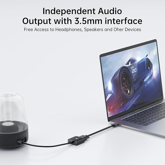 HDMI to VGA Adapter with 3.5mm Audio & USB Power – 1080P Converter for Laptop, TV Box, PS4, Monitor & Projector