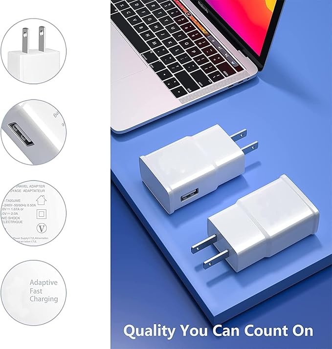 Adaptive Fast Charging Wall Charger Adapter, Eversame 6-Pack Fast Charging Block Travel USB Charger Box Compatible with Samsung Galaxy S21 S20 S10 S9 S8 S7 S6 Note 8 9, iPhone, LG, HTC iPhone