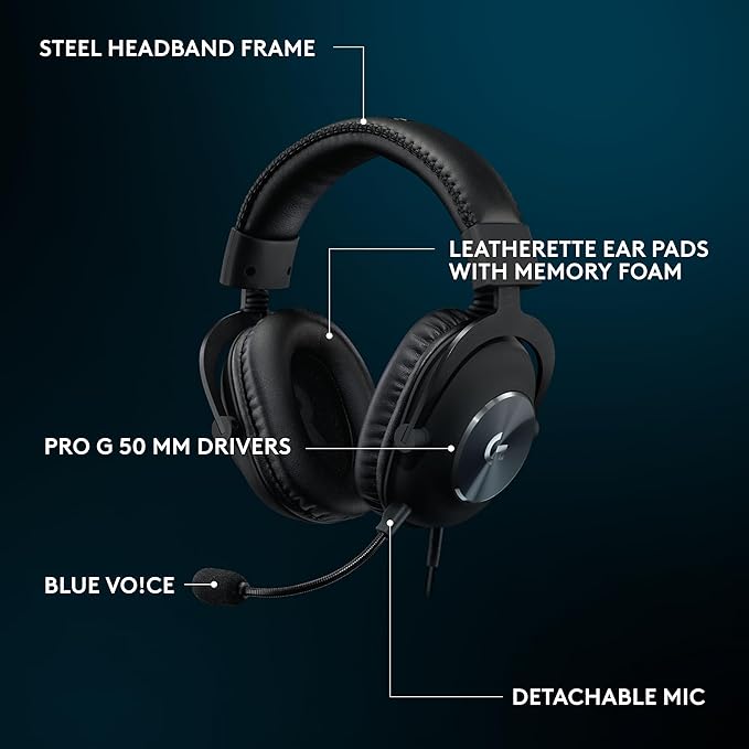 Logitech G Pro X SE Wired Gaming Headset with Microphone: Detachable Mic, DTS Headphone:X 7.1, Memory Foam Ear Pads, 50 mm Drivers, USB DAC Incl. - Black