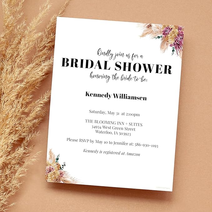 Tropical Boho Floral Letterhead / 40 Decorative Printer Sheets / 8.5" x 11" All Occasion Bridal Shower Celebration Paper/Beautiful Dried Flower Stationery