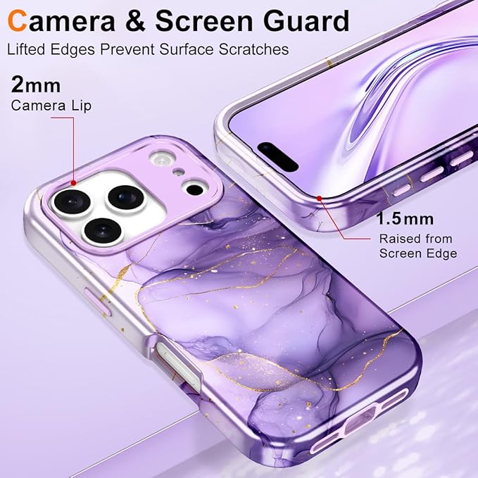 Btscase for iPhone 17 Pro Max Case [Compatible with Magsafe] [Military-Grade Drop Protection] Slim Anti-Scratch Smooth Touch TPU Bumper Shockproof Magnetic Phone Case for Women Girls Men, Lavender