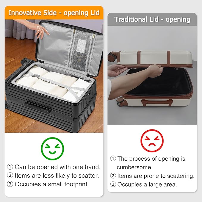 Joyway Hardshell 24 inch luggage with spinner wheels, Lightweight Hardside large checked withTSA Lock (Black, Checked Luggage-24 Inch)