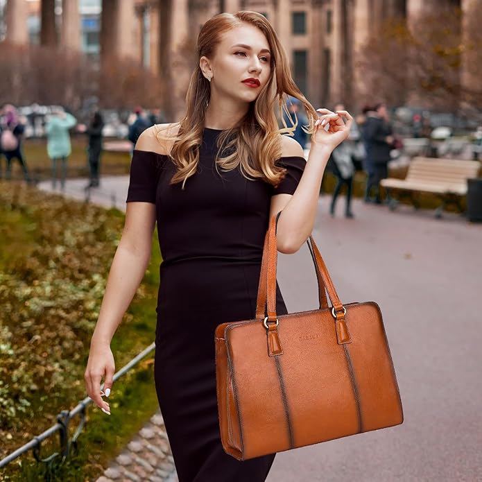 Banuce Full Grain Italian Leather Briefcase for Women Tote Purses and Handbags Shoulder Bag for Business Travel Work Stylish Vintage Brown