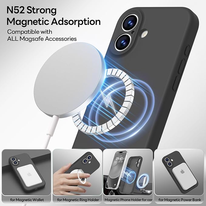 LOVE 3000 Designed for iPhone 17 Case, Premium Silicone [Compatible with Magsafe][Soft Anti-Scratch Microfiber Lining] Shockproof Protective Phone Case for Men Women 6.3", Black