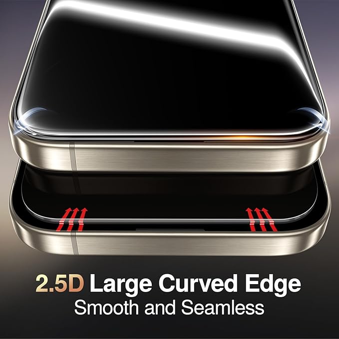 SMARTDEVIL 2 Pack for iPhone 15 Pro Max Privacy Screen Protector, Military Grade Shatterproof, 9H Hardness, Anti-Spy Tempered Glass, Fast & Easy Installation, Case Friendly