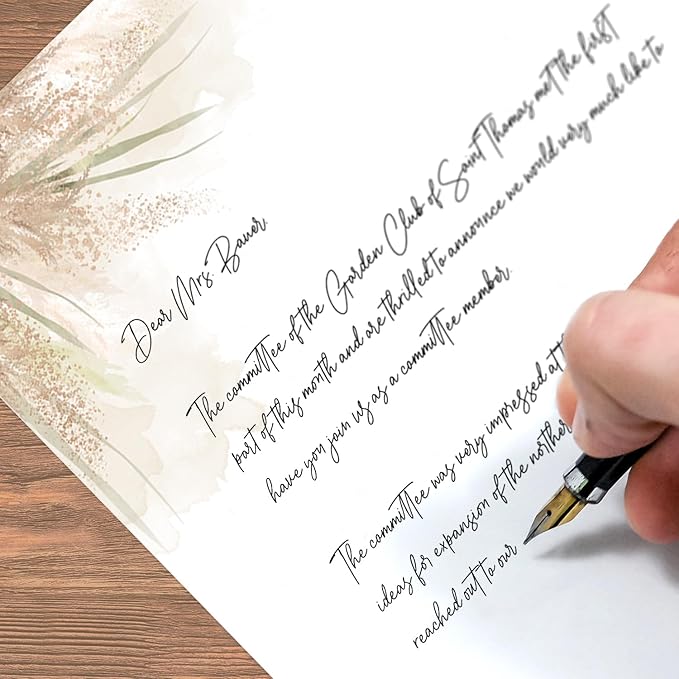 Pampas Grass Letterhead / 40 Decorative Printer Sheets / 8.5" x 11" All Occasion Bridal Shower Celebration Special Event Paper/Beautiful Watercolor Floral Stationery