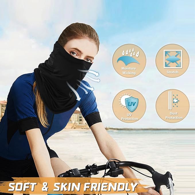 6 Pack Neck Gaiter Bandana Face Mask: Cooling Gator Mask Face Cover Neck Scarf Balaclava