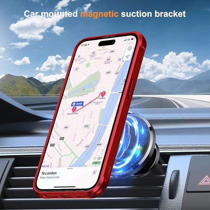 Compatible with iPhone 11 Case with Invisible Magnetic O-Ring Stand Military-Grade Case for iPhone 11 6.1" [Compatible with Mag-Safe][Great Grip Feeling], Red